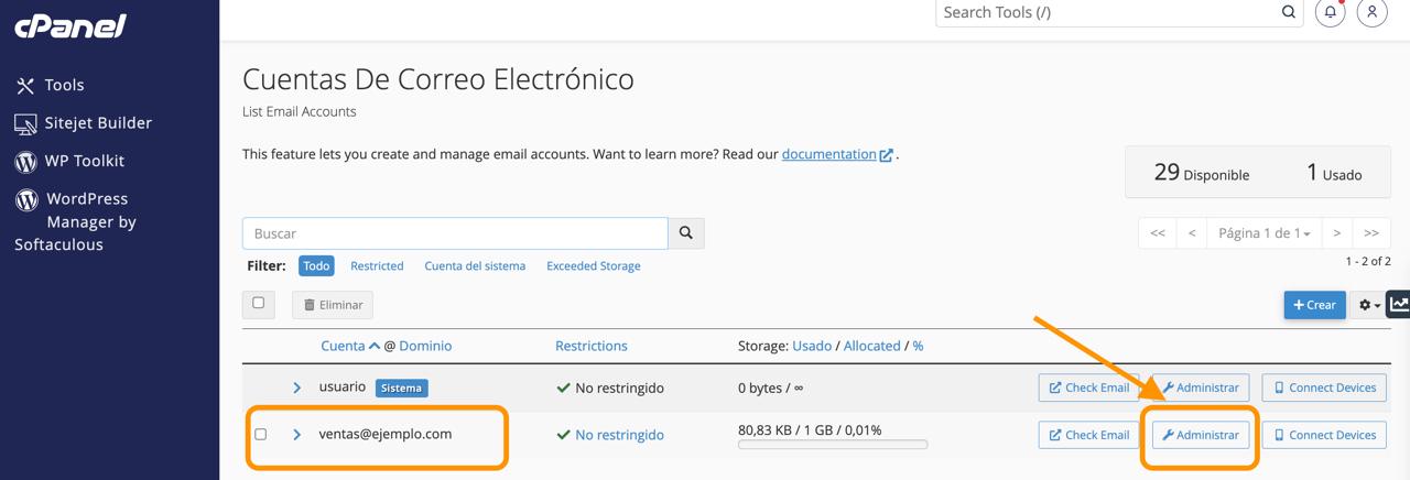 cambio de clave de correo electronico